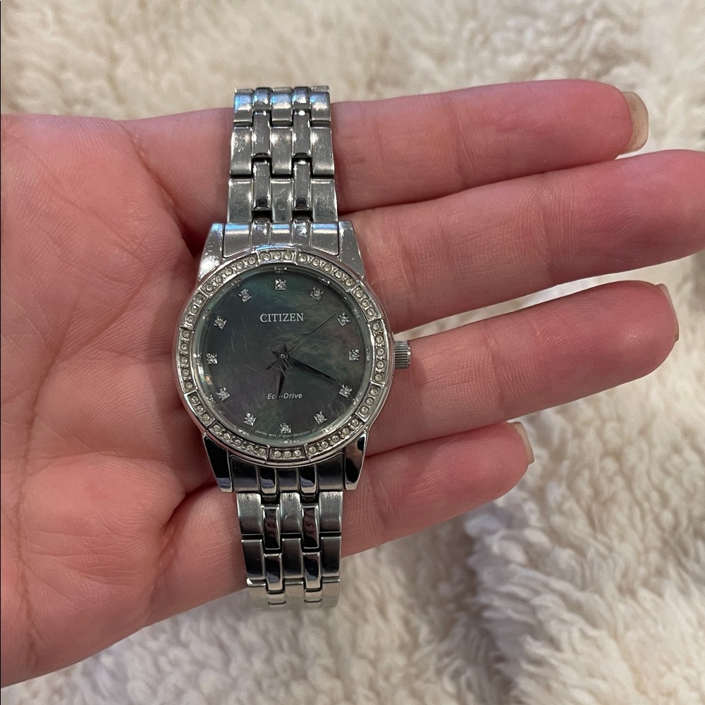 Citizen Silver Women's Watch with Black Dial